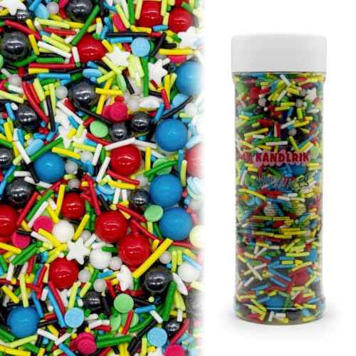 Blue & Red & Green & Yellow Sprinkles Mix Size Pearls Comic Book Themed Cake Decorations Cupcake Toppers Perfect for Wedding Party Valentine Christmas Supplies 4.58OZ (4.58 Ounce)