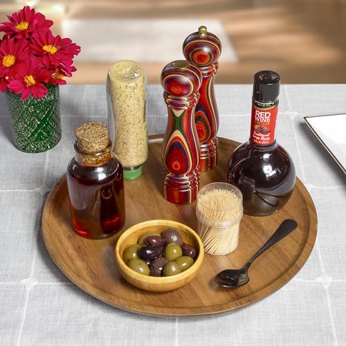 Acacia Wood Lazy Susan Organizer Kitchen Turntable for Cabinet