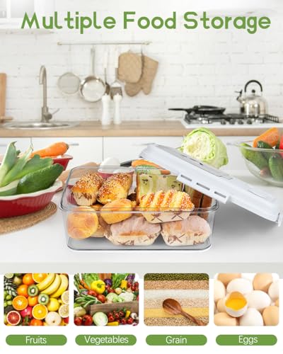 Large Bread Box for Kitchen Countertop 11.4 x 7.5 x 6.7 Inch Airtight Bread Storage Container Time Recording Bread Keeper with Lid for Toast