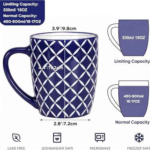 18 OZ Coffee Mugs Set of 6 (6 Count)