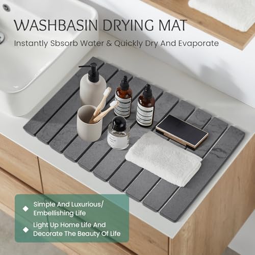 Stone Dish Drying Mat Collapsible Diatomaceous Earth Absorbent Mat Quick Dish Drying Pad Dish Rack Pad Match Any Counterto Multiple Usage for Kitchen