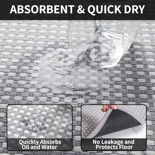 Long Kitchen Runner Rugs Kitchen Mat Non Slip Washable Gray 36"x71" (17.605 Sq Ft)