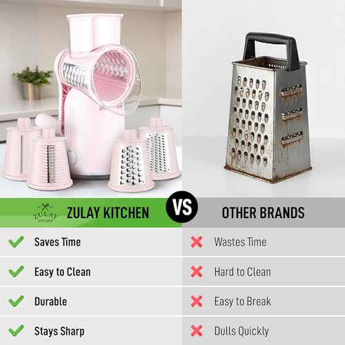Rotary Cheese Grater Manual Hand Crank 5 Blade Shredder