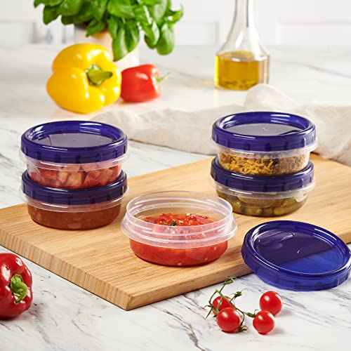 12 Pack Twist Cap Food Storage Containers with Blue Screw on Lid