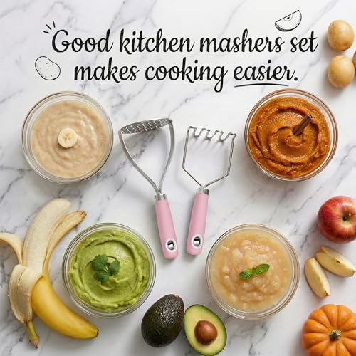 18 0 Stainless Steel Pink Potato Mashers (2 Count)