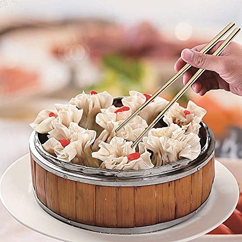 Metal Chopsticks Reusable Titanium Plated Stainless Steel Japanese Korean for Food & Cooking 9.5Inch Non (5 Count)