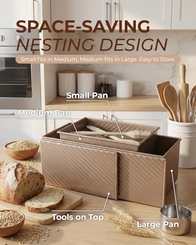 3 Piece Pullman Loaf Pan with Lid (3 Count)