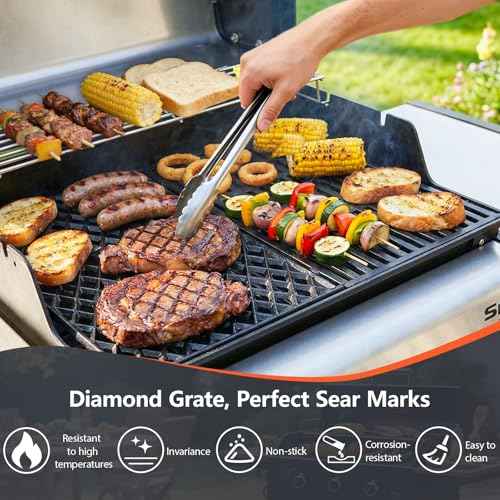 17.5" Dual Sided Diamond Sear Grill Grates for Weber Spirit 300