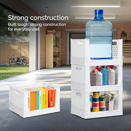 Foldable Stackable Storage Bins with Wheels (3 Count)