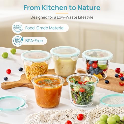 5 Pack 3 Cup Glass Soup Container Set with Airtight Lids (5 Count)