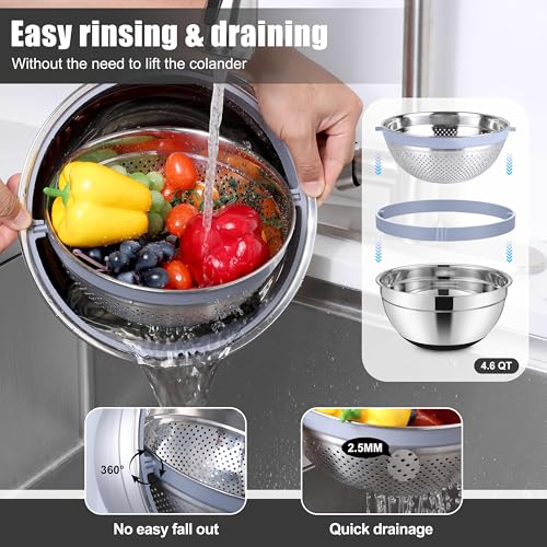 Stainless Steel Mixing Bowls with Lids & Colander (6 Count)