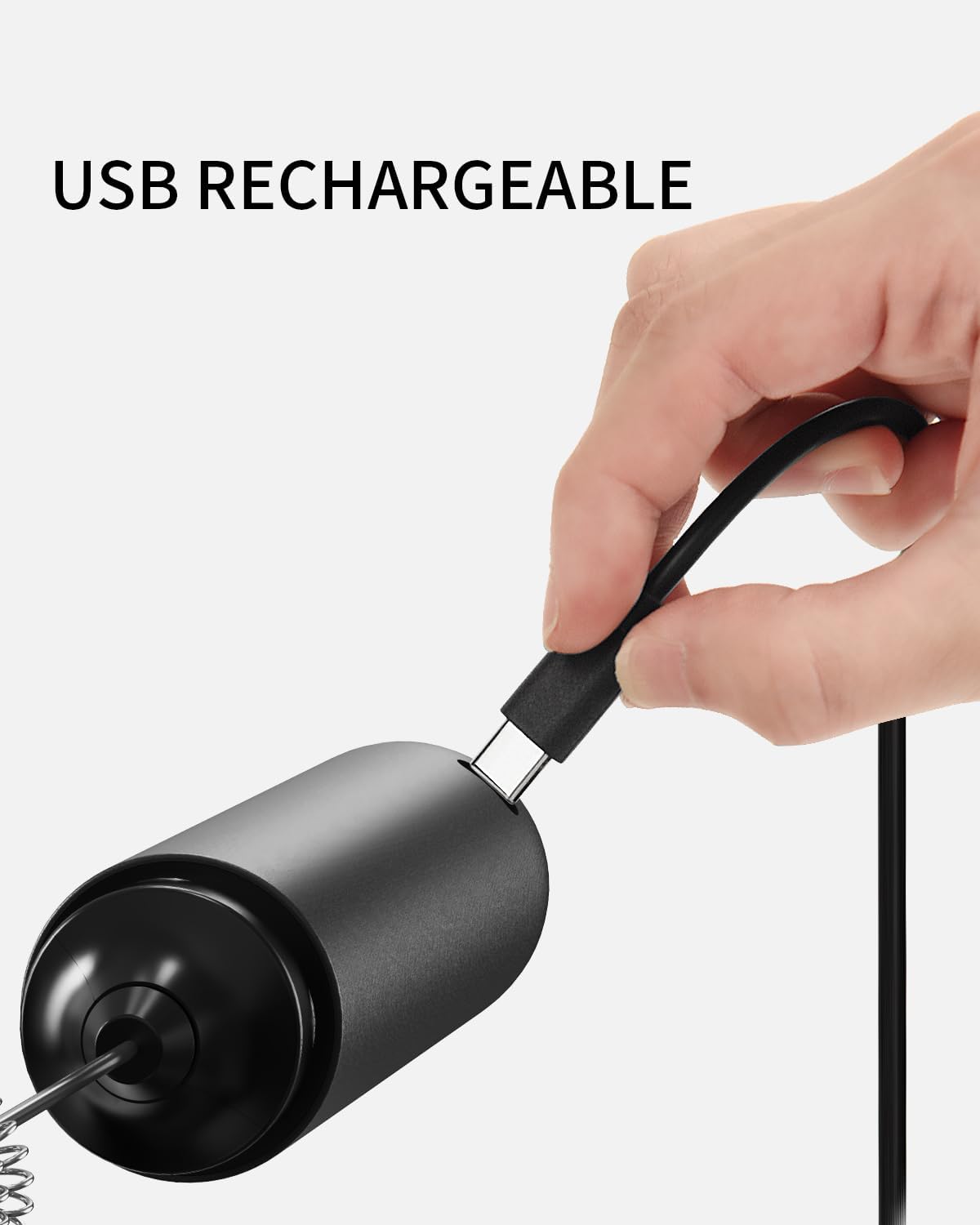 CIRCLE JOY Rechargeable Milk Frother Hanheld, Dual Spring Whisk Electric Coffee Frother, Portable Hand Frother Wand Drink Mixer for Matcha Lattes Cappuccino, Kitchen Gifts, Black - Culinary Roots