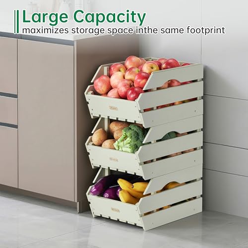 Wood Potato Onion Storage Bins (3 Count)