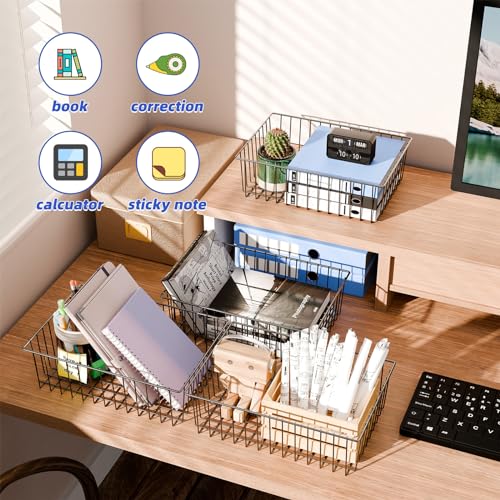 6 Pack Large Metal Wire Baskets for Storage (6 Count)