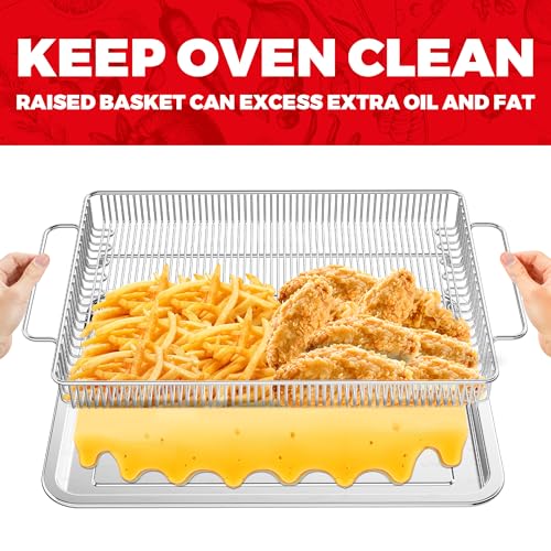 Air Fryer Basket for Oven with Upgraded Striped Mesh