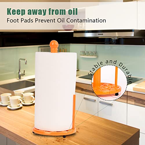 Orange Cast Iron Paper Towel Holder for Kitchen Countertop