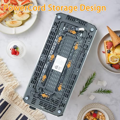 4 Slice Long Slot Stainless Steel Toaster with Extra Wide 1.5” Slots