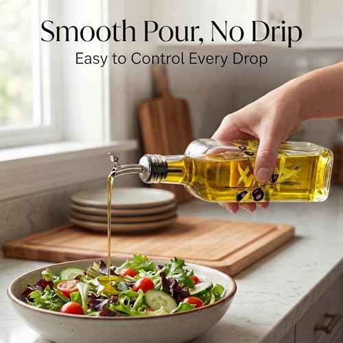 Topadorn 17oz Glass Olive Oil Dispenser Bottle (2 Count)