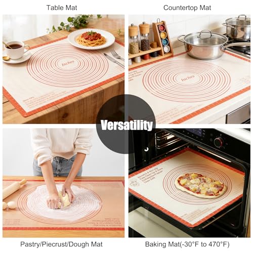 Silicone Pastry Mat 36x24 Inch Nonstick Baking Mats Extra Large Counter Mat for Dough Rolling