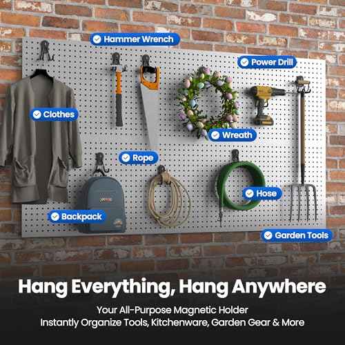 6 Pack Large Heavy Duty Magnetic Hook Extra Strong Magnetic Garage Hooks Big NdFeB Industrial Magnet Hooks Magnetic Utility Storage Holder Organization with Anti (6 Count)