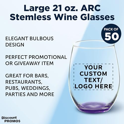 50 ARC Stemless Wine Glasses Set (50 Count)