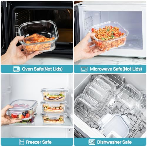 5Pack 27oz Glass Food Storage Containers with Lids (5 Count)