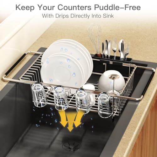 Expandable Dish Drying Rack Over Sink with Anti