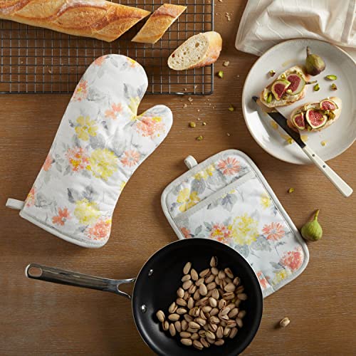Amber Floral Oven Mitt & Pot Holder Set 2