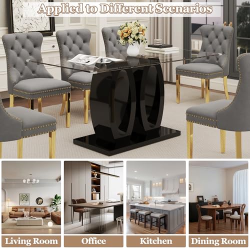 63" Glass Dining Table Set for 6