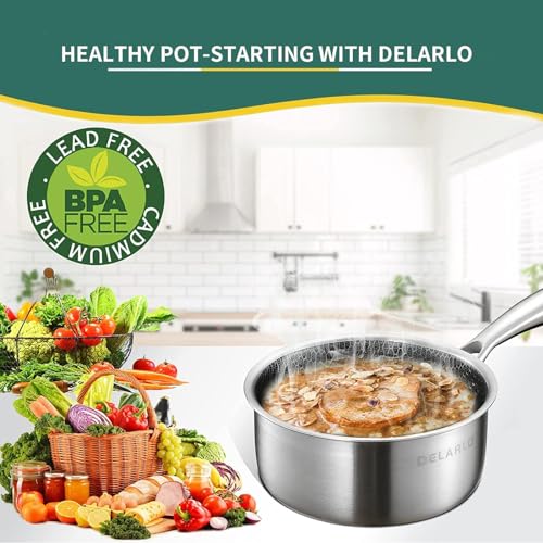 Tri Ply Stainless Steel Hybrid Non Stick Saucepan 2.5 Quart