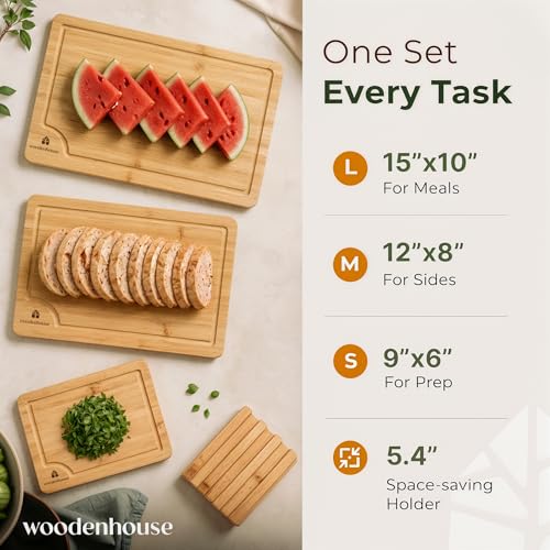 Bamboo Cutting Boards for Kitchen (3 Count)