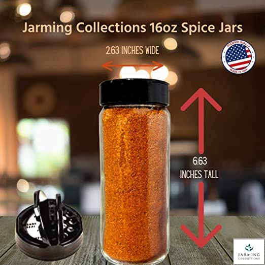 16oz Glass Spice Shakers with Lids (2 Count)