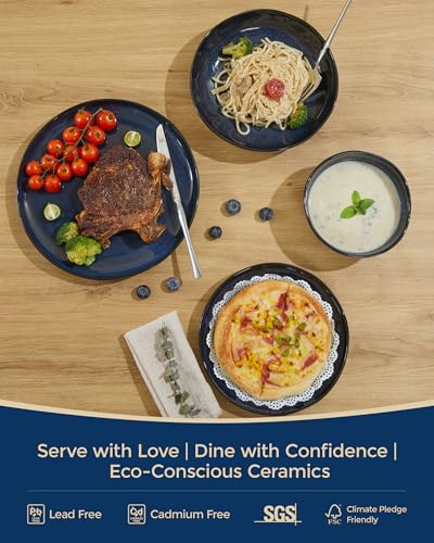24 Pieces Dinnerware Set for 6 with Pasta Bowls