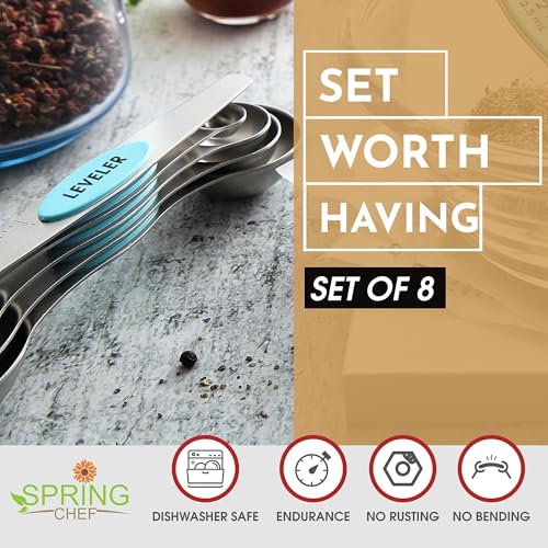 Stainless Steel Magnetic Measuring Spoons Set of 8