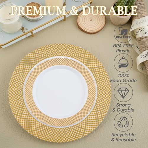 Gold Plastic Plates Set (51 Count)