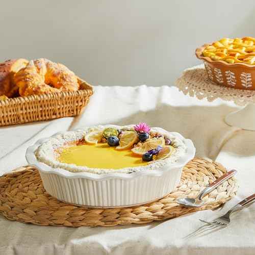 Porcelain Deep Fluted Pie Dish for Baking
