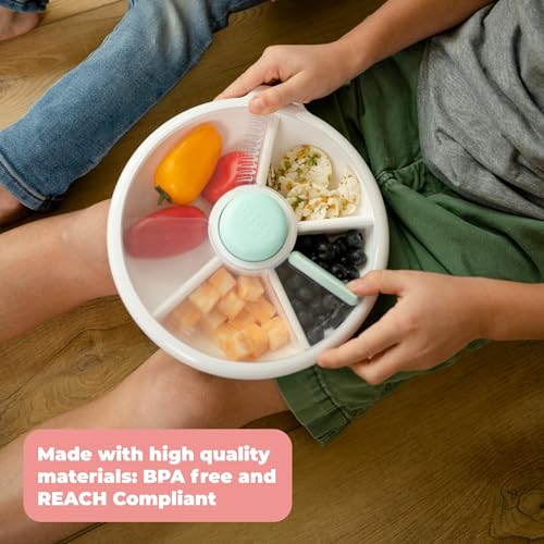 Kids Large Snack Spinner Slide Bundle with Hand Strap and Sticker Sheet