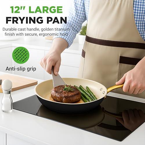 12 Inch Professional Ceramic Frying Pan With Lid