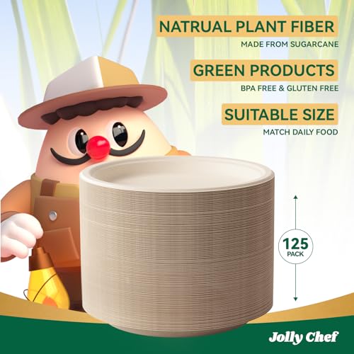 Compostable Heavy Duty Plates 𝟭𝟬 𝗜𝗻𝗰𝗵 [𝟭𝟮𝟱 𝗣𝗮𝗰𝗸] Eco (125 Count)