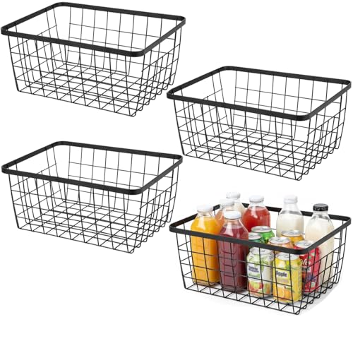 Kitchen Metal Wire Baskets with Handles Food Storage Organizer (4 Count)