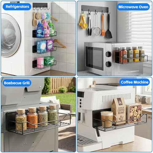 5 Pack Multifunctional Magnetic Shelves for Refrigerator Spice Rack & Washing Machine Organize (5 Count)