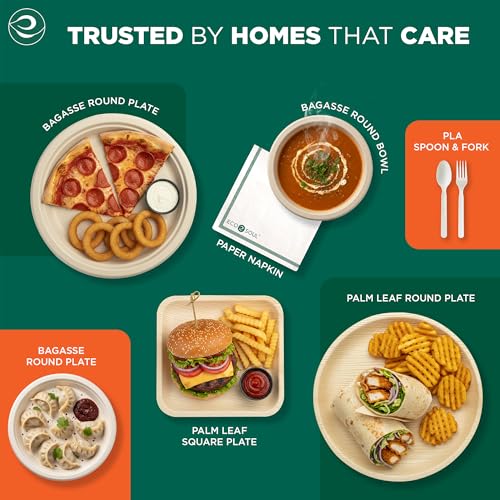 9 Inch Disposable Bagasse Paper Plates (500 Count)