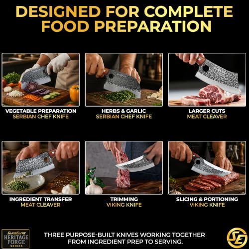 Hand Forged Professional Butcher Knife (3 Count)