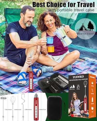 Red Rechargeable Milk Frother for Coffee