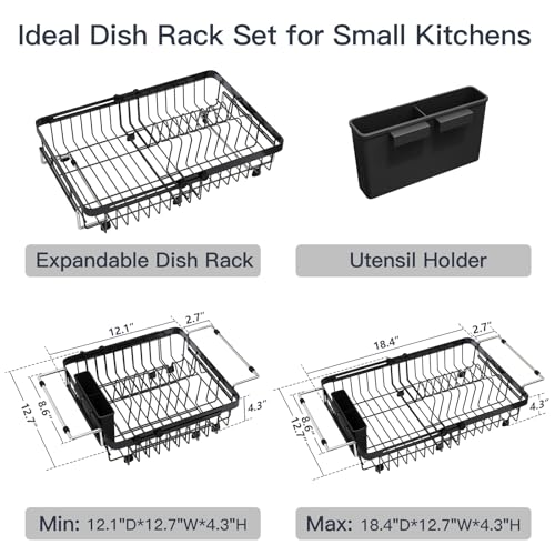 Expandable Dish Drying Rack Over The Sink with Anti Slip Grip