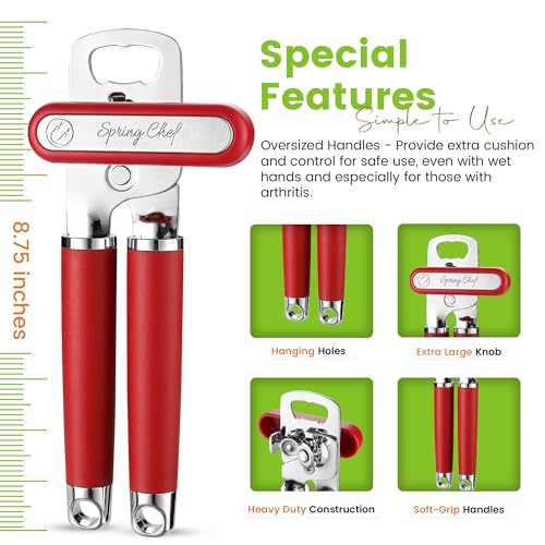 Stainless Steel Manual Can Opener with Soft Grip Handles