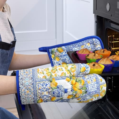 Yellow Lemon Oven Mitts and Pot Holders Set (2 Count)