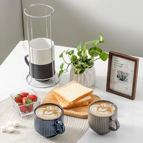 Coffee Mug Set of 4 with Holder