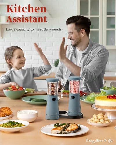 Electric Salt and Pepper Grinder Set with Storage Base (2 Count)