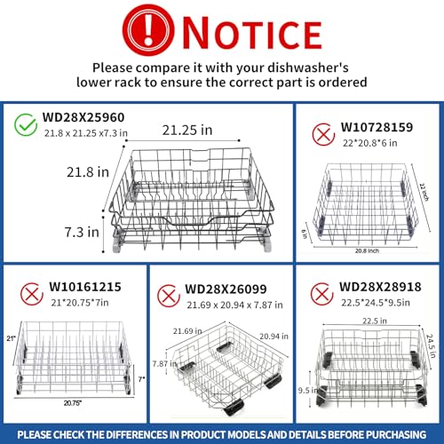 WD28X25960 Replacement Lower Dishwasher Rack Compatible with GE